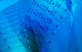 Blue background with calculator numbers