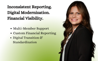 Promotional graphic for Imperial's "The Success Series" featuring a smiling woman in a black blazer, text detailing digital modernization and financial reporting solutions, and contact information for Imperial Texas.
