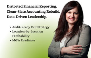 Imperial Success Series graphic highlighting multi-location accounting rebuilds and M&A exit readiness, featuring Anastasia.